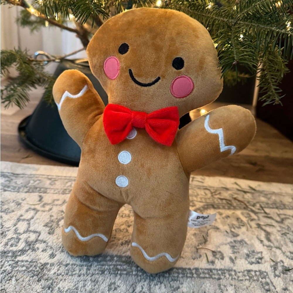 Gingerbread Plush Toy with Red Bow